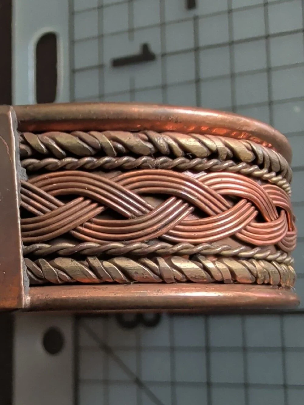 Handwoven Copper Braided Cuff Bracelet - Men's Accessory